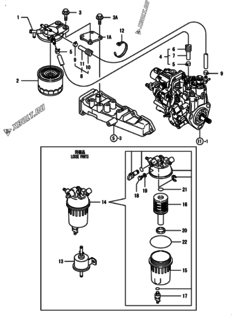  Двигатель Yanmar 3TNV88-BPHB, узел -  Топливопровод 