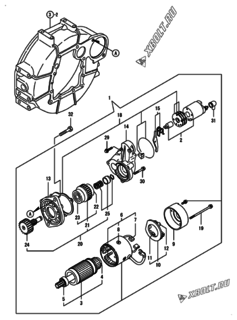  Двигатель Yanmar 3TNV88-BPHB, узел -  Стартер 
