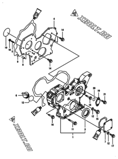  Двигатель Yanmar 4TNV88-BPHB, узел -  Корпус редуктора 