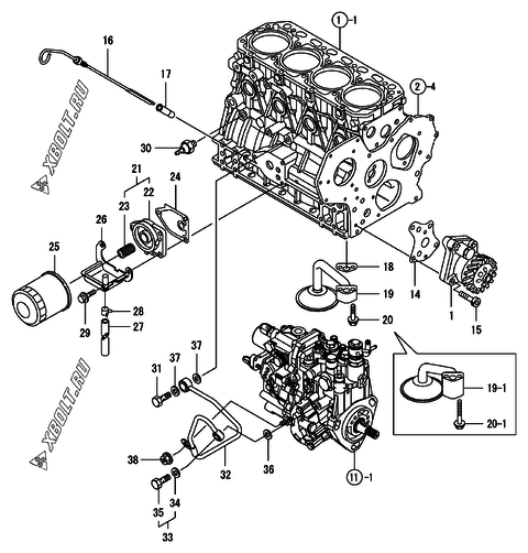  Система смазки двигателя Yanmar 4TNV88-BPHB