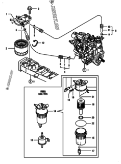  Двигатель Yanmar 4TNV88-BPHB, узел -  Топливопровод 