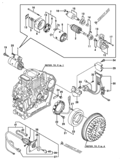  Двигатель Yanmar L48V6-PSU1, узел -  Стартер и генератор 