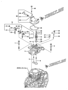  Двигатель Yanmar L70V6-M1, узел -  Головка блока цилиндров (ГБЦ) 
