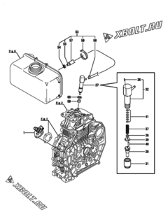  Двигатель Yanmar L70V6-M1, узел -  Топливный насос высокого давления (ТНВД) и форсунка 