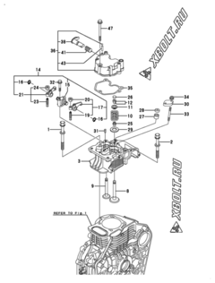  Двигатель Yanmar L100V6-M1, узел -  Головка блока цилиндров (ГБЦ) 