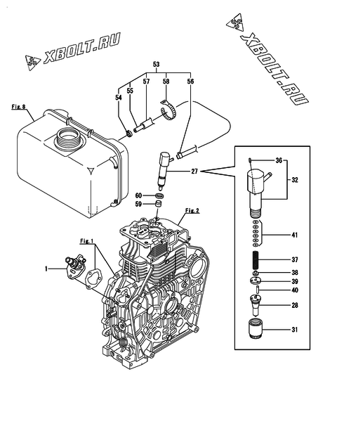  Топливный насос высокого давления (ТНВД) и форсунка двигателя Yanmar L100V6-M1