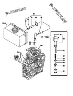  Двигатель Yanmar L100V6-M1, узел -  Топливный насос высокого давления (ТНВД) и форсунка 