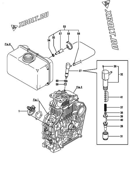  Топливный насос высокого давления (ТНВД) и форсунка двигателя Yanmar L100V6-PMA1