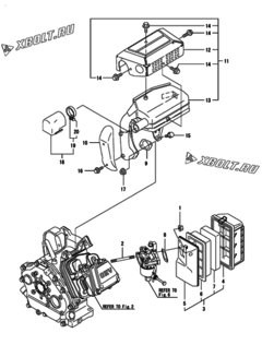  Двигатель Yanmar GA340ASECMS, узел -  Воздушный фильтр и глушитель 