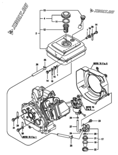  Двигатель Yanmar GA340ASECMS, узел -  Топливный бак и топливопровод 