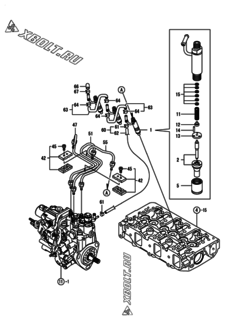  Двигатель Yanmar 3TNV88-SHBB, узел -  Форсунка 