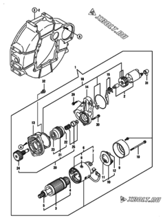  Двигатель Yanmar 3TNV88-PHB, узел -  Стартер 