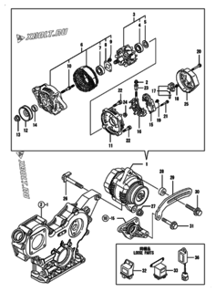  Двигатель Yanmar 3TNV88-PHB, узел -  Генератор 