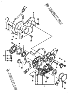  Двигатель Yanmar 4TNV88-PHB, узел -  Корпус редуктора 