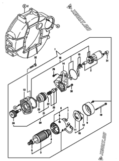  Двигатель Yanmar 4TNV88-BPIKB, узел -  Стартер 