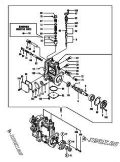 Двигатель Yanmar 2TNV70-MTA, узел -  Топливный насос высокого давления (ТНВД) 