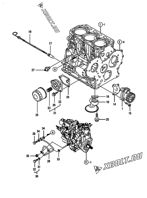  Система смазки двигателя Yanmar 3TNV88-BN6ZA