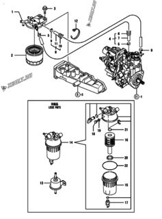  Двигатель Yanmar 3TNV88-BDDC, узел -  Топливопровод 