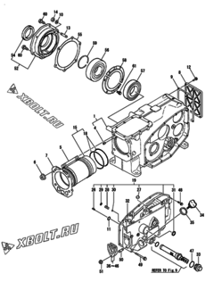  Двигатель Yanmar TF70V-E, узел -  Блок цилиндров 