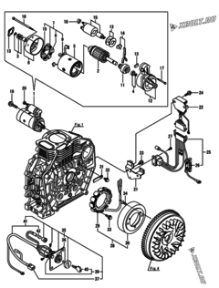  Двигатель Yanmar L70V6-MME1, узел -  Стартер и генератор 