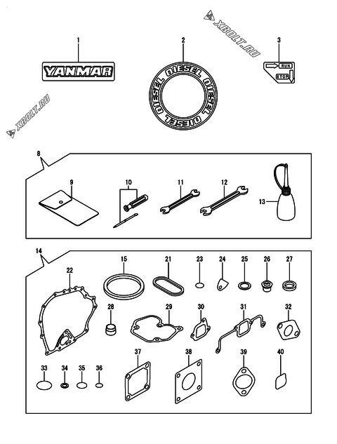  Инструменты, шильды и комплект прокладок двигателя Yanmar L70AE-DEGY6B