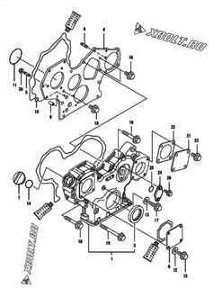  Двигатель Yanmar 3TNV88-BNHBB, узел -  Корпус редуктора 