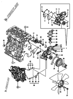 Двигатель Yanmar 3TNV88-BNHBB, узел -  Система водяного охлаждения 