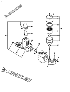  Двигатель Yanmar TF90V-LEIK, узел -  Воздушный фильтр и глушитель 