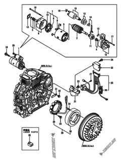  Двигатель Yanmar L70V6-VEMK, узел -  Стартер и генератор 
