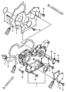  Двигатель Yanmar 3TNV82A-BPYB, узел -  Корпус редуктора 