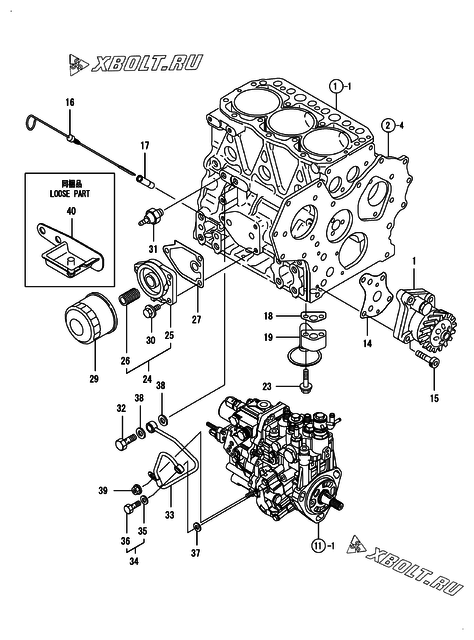  Система смазки двигателя Yanmar 3TNV82A-BPYB