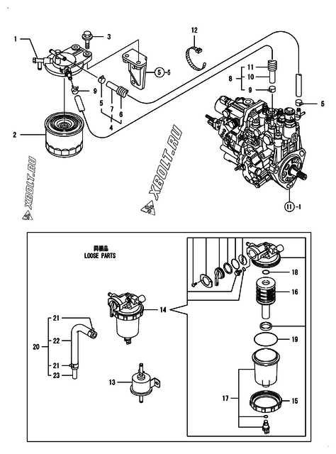  Топливопровод двигателя Yanmar 3TNV82A-BPYB