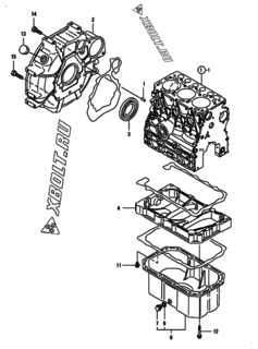  Двигатель Yanmar 3TNV76-HGB2BT, узел -  Маховик с кожухом и масляным картером 