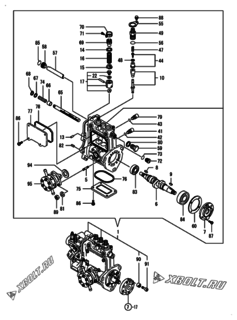  Двигатель Yanmar 3TNV76-HGB2BT, узел -  Топливный насос высокого давления (ТНВД) 