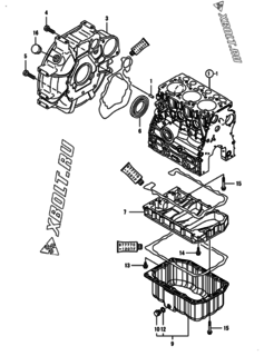  Двигатель Yanmar 3TNV70-HGB2BT, узел -  Маховик с кожухом и масляным картером 