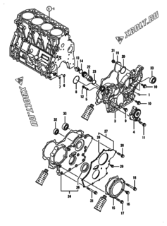  Двигатель Yanmar 4TNV98T-ZNIKB, узел -  Корпус редуктора 