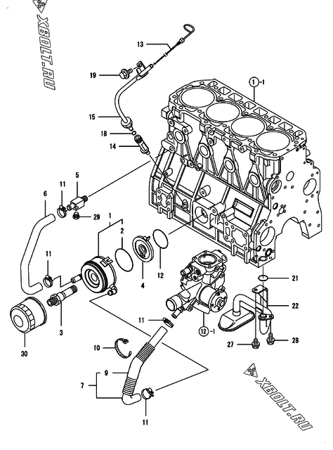  Система смазки двигателя Yanmar 4TNV98T-ZNIKB