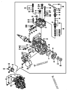  Двигатель Yanmar 4TNV98T-ZNIKB, узел -  Топливный насос высокого давления (ТНВД) 