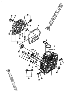  Двигатель Yanmar L100N6-MEMA, узел -  Блок цилиндров 