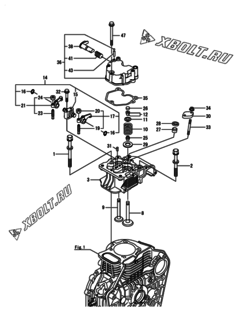  Двигатель Yanmar L100N6-MEMA, узел -  Головка блока цилиндров (ГБЦ) 