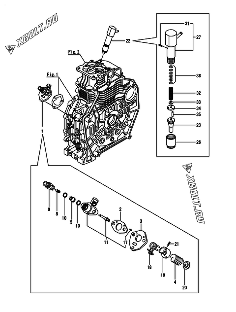  Топливный насос высокого давления (ТНВД) и форсунка двигателя Yanmar L70N6-MEMA