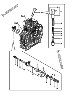  Двигатель Yanmar L70N6-MEMA, узел -  Топливный насос высокого давления (ТНВД) и форсунка 