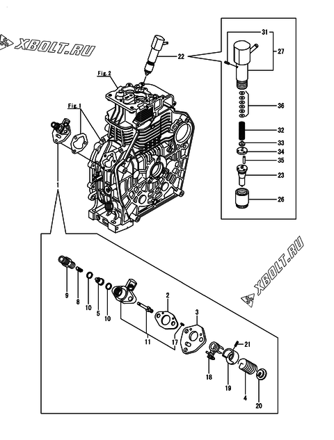 Топливный насос высокого давления (ТНВД) и форсунка двигателя Yanmar L100N6-PEMA