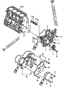  Двигатель Yanmar 4TNV98T-ZGNE1, узел -  Корпус редуктора 