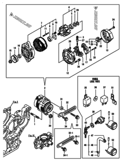  Двигатель Yanmar 4TNV98T-ZGNE1, узел -  Генератор 