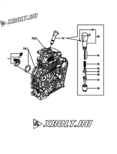  Двигатель Yanmar L100V6-MMA, узел -  Топливный насос высокого давления (ТНВД) и форсунка 