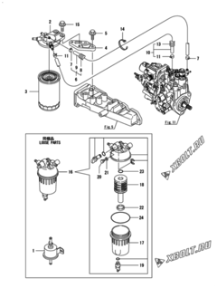  Двигатель Yanmar 3TNV88-BNSN, узел -  Топливопровод 