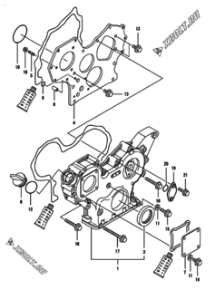  Двигатель Yanmar 4TNV84T-ZXGYB, узел -  Корпус редуктора 