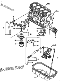  Двигатель Yanmar 4TNV84T-ZXGYB, узел -  Система смазки 