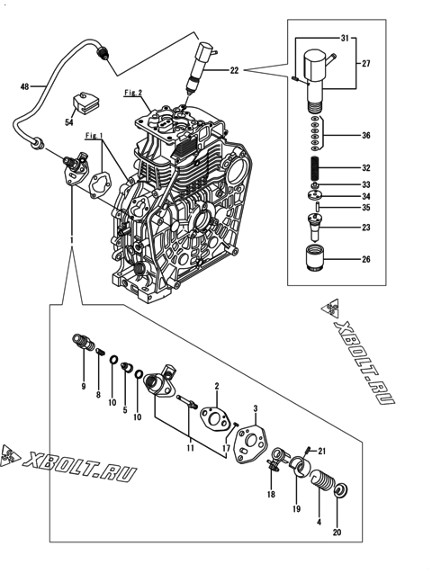  Топливный насос высокого давления (ТНВД) и форсунка двигателя Yanmar L100N2-VEAMK